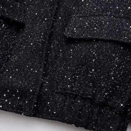 Nlzgmsj Women Shiny Sequin Jacket Y2k Gold Color Stand Collar Long Sleeve Short Coat Autumn Winter Ladies High Streetwear