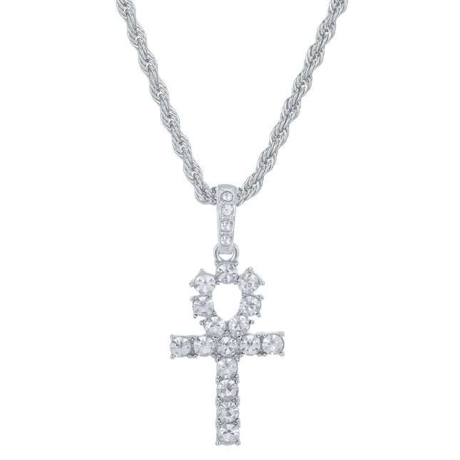 Men Women Hip Hop Cross Pendant Necklace With 4mm Zircon Tennis Chain Iced Out Exquisite Bling Jewelry Fashion Trendy Creative