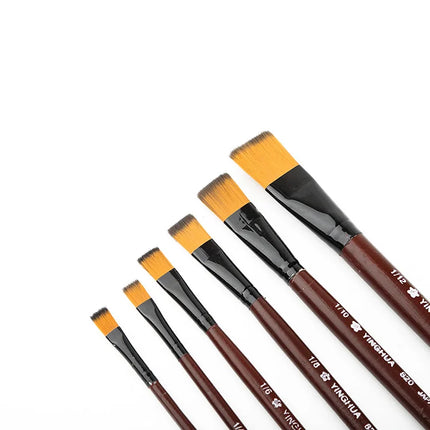 6Pcs High Quality Artist Nylon Hair Wooden Handle Watercolor Acrylic Oil Paint Brush Set For Drawing Painting Art Supplies