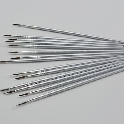 10pcs/set nylon hair Silver rod hook line pen painting brush children DIY art supplies Stationery watercolor brush paintbrush