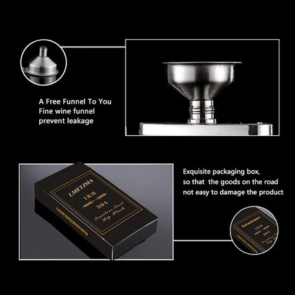 LMETJMA 1 4 5 6 7 8 9 10 oz Stainless Steel Hip Flask with Funnel Pocket Hip Flask Alcohol Whiskey Hip Flask Screw Cap KC0139