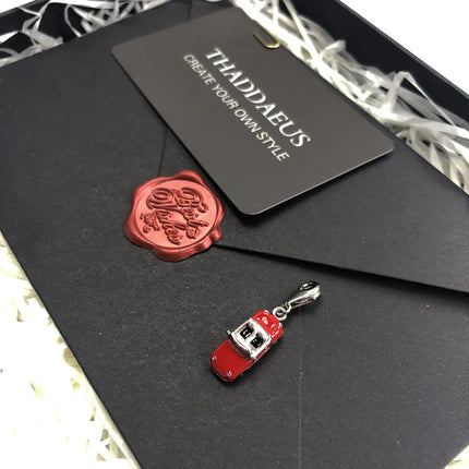 Red Enamel Sports Car Dangle Charm Pendant Autumn Brand New Sterling Silver 925 Trendy Gift