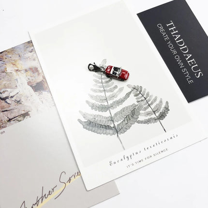 Red Enamel Sports Car Dangle Charm Pendant Autumn Brand New Sterling Silver 925 Trendy Gift