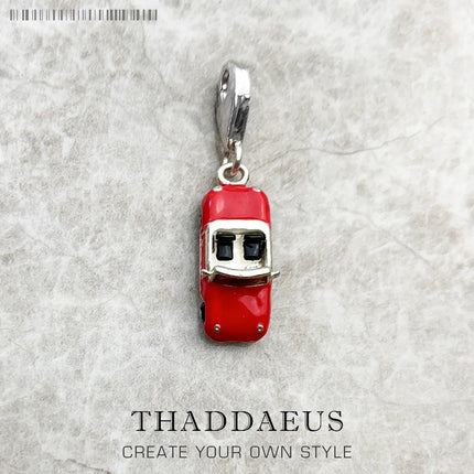 Red Enamel Sports Car Dangle Charm Pendant Autumn Brand New Sterling Silver 925 Trendy Gift