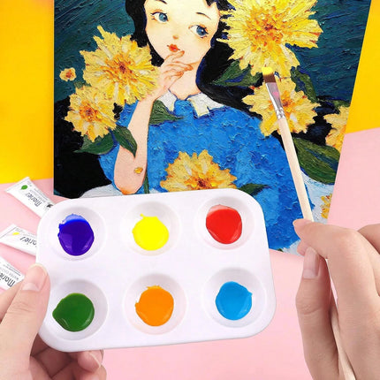 8pcs White Plastic Paint Tray Palettes, Watercolor Palette Painting Tray For Painting Party, DIY Craft And Art Painting