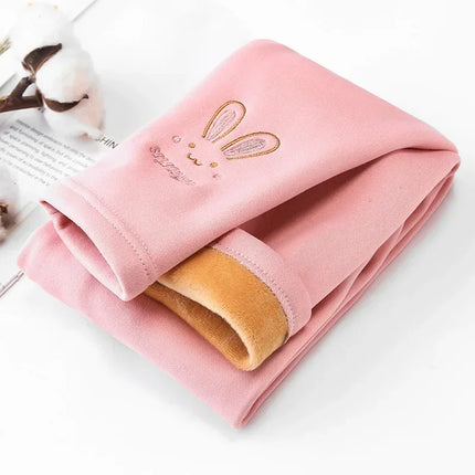 Clearance_3-8 Years Girl Leggings Baby Bunny Pants Kids Autumn Winter Thermal Tights Children Fleece Lined Fashion Trousers Casu