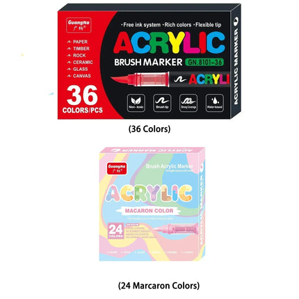 12/24/36/48/72/120 PCS GuangNa Acrylic Color Soft Head Markers Painted Graffiti Christmas Gfit Marker Set Festival Art Supply