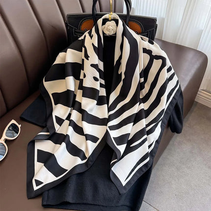 90*90Cm Square Scarf Twill Silk Feeling Women Head Shawls and Wraps Luxury Hair Tree Print Neck Scarves Hijab Bandana Pashmina
