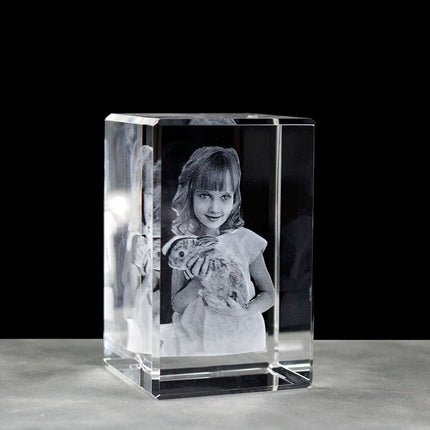 3D Laser Engraved Customized Crystal Photo Frame Statue Personazlied Picture and Text on Crystal Cube Birthday Christmas Gifts