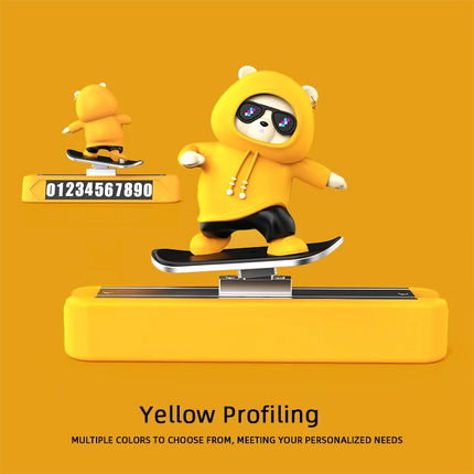 New Dashboard Car Decorations Skateboard Bear Magnetic Parking Number Plate Creative Car Cartoon Interior Interior Accessories