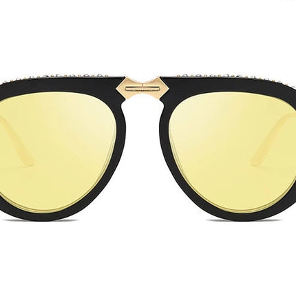 46838 Foldable Retro Diamond Sunglasses Men Women Fashion Shades UV400 Vintage Glasses