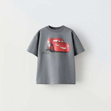 Cartoon Car Boys T-shirt Summer Clothing New Style Cartoon Short Sleeve Tops Tees Kids Trendy Design Casual T Shirts Children's
