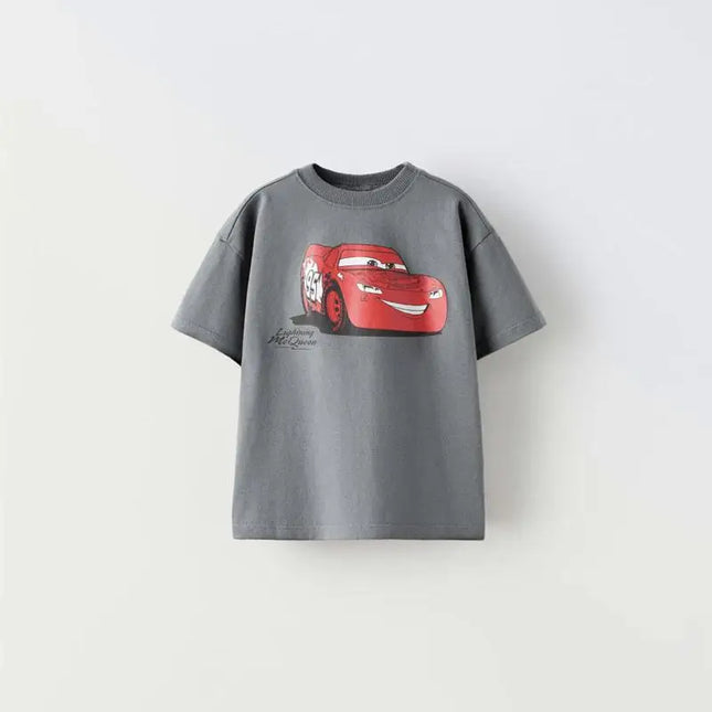 Cartoon Car Boys T-shirt Summer Clothing New Style Cartoon Short Sleeve Tops Tees Kids Trendy Design Casual T Shirts Children's