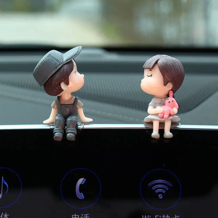 Car Decoration Cute Cartoon Couples Action Figure Figurines Balloon Ornament Auto Interior Dashboard for Girls Gifts Accessories