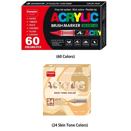 12/24/36/48/72/120 PCS GuangNa Acrylic Color Soft Head Markers Painted Graffiti Christmas Gfit Marker Set Festival Art Supply