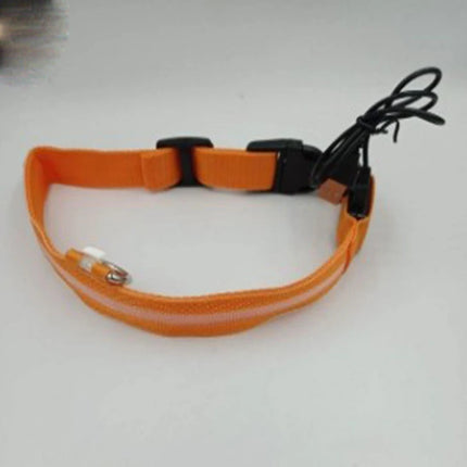 Dog Night Safety Collar Nylon LED Night Light USB Automatic Flashing Fluorescent Protection for Dog's Travel