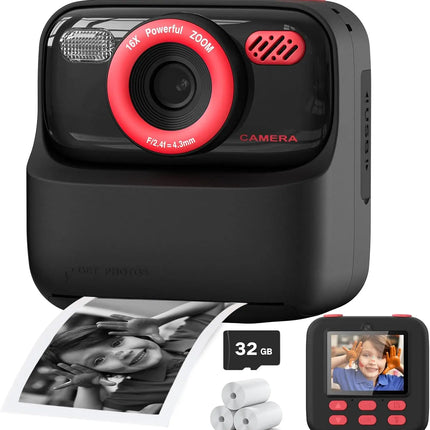 AMORUS Kids Camera Instant 1080P HD Dual Lens Selfie Digital Camera for Girls Boys Christmas Birthday Gifts Toys With 32G Print
