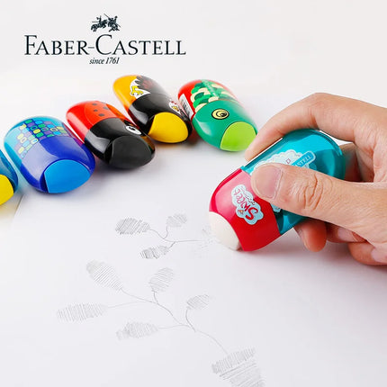 1Pc Faber Castell Double Hole Pencil Sharpener with Eraser Ladybug / Fish / Eagle Cute Stationery Back To School