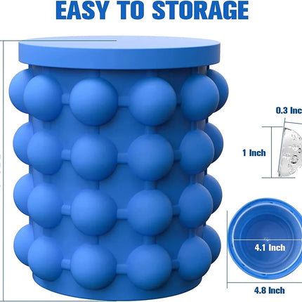 2023 New Portable 2 in 1 Large Silicone Ice Bucket Mold with Lid Space Saving Cube Maker Tools for Kitchen Party Barware