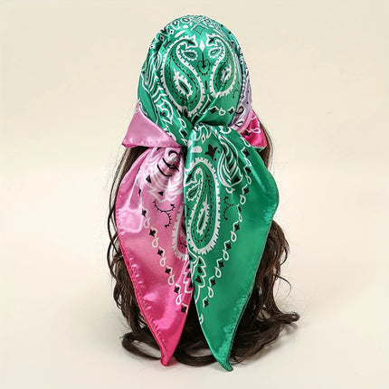 Handkerchiefs Hair Silk Scarf 90*90cm Print Satin Big Square Silk Scarves Shawls for Women Luxury Brand Designer Hijab Headband