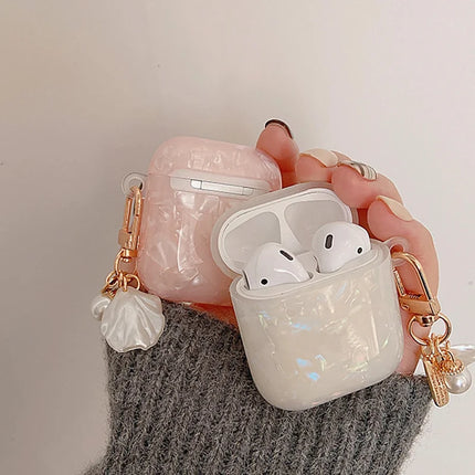 Dreamy Pearl Shell Soft Case with Keychain For AirPods 4 Airpods 3 2 1 pro 2 Wireless Earphone Accessories Headphone Box Cover