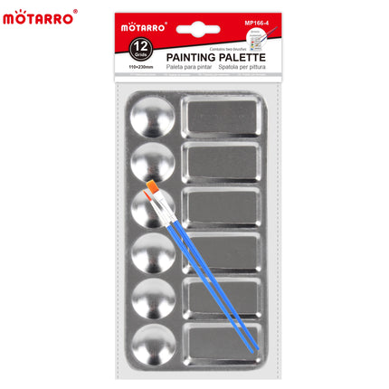 MOTARRO 1Pcs Rectangle Paint Tray Metal Palettes for Acrylic Oil Paint Watercolor Craft Professional DIY Art Painting Palette