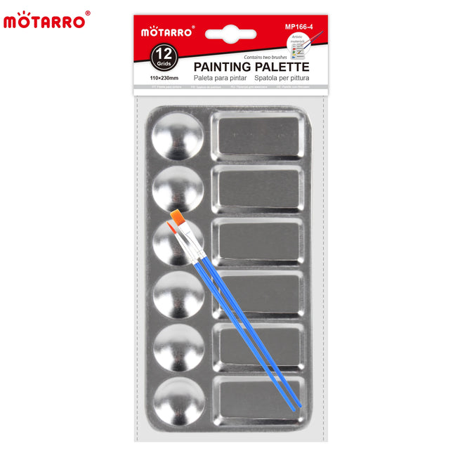 MOTARRO 1Pcs Rectangle Paint Tray Metal Palettes for Acrylic Oil Paint Watercolor Craft Professional DIY Art Painting Palette