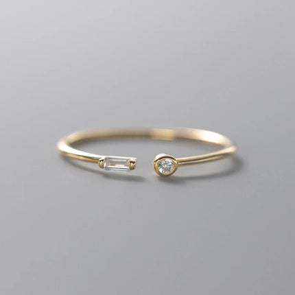 Modian Real 925 Sterling Silver Simple Thin Clear CZ Finger Rings Adjustable 14K Gold Ring For Women Wedding Jewelry Gifts