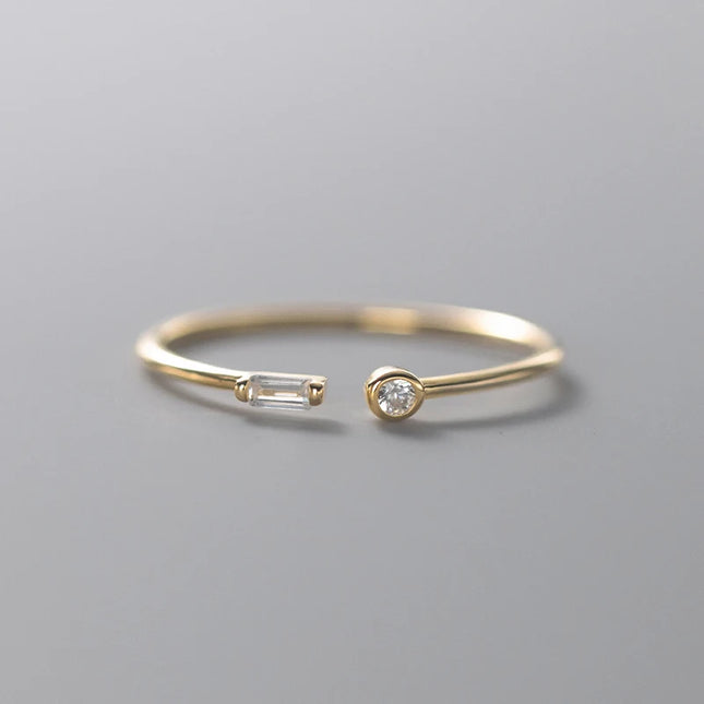 Modian Real 925 Sterling Silver Simple Thin Clear CZ Finger Rings Adjustable 14K Gold Ring For Women Wedding Jewelry Gifts