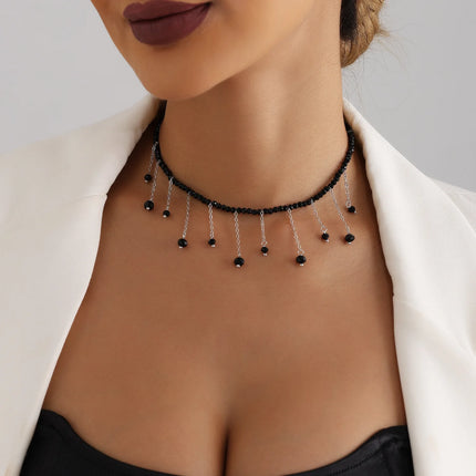 Y2K Heart Beaded Necklace Women Boho Irregular Crystal Class Gravel Clavicle Chain Cool Y2K Choker Exquisite Fashion Jewelry