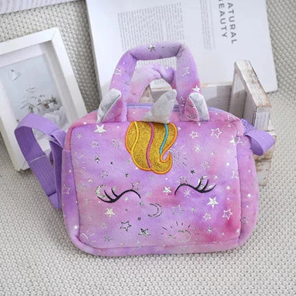 Plush Unicorn Crossbody Bag for Girls Kids Shoulder Purse Cute Student Gift Pencil Case Coin Wallet Travel Accessory