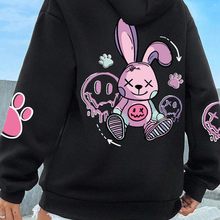 Hip Hop Street Casual Printed Female Hoodies Fashion Hoodie Oversize Loose New Sweatshirts Autumn Warm Fleece Clothing