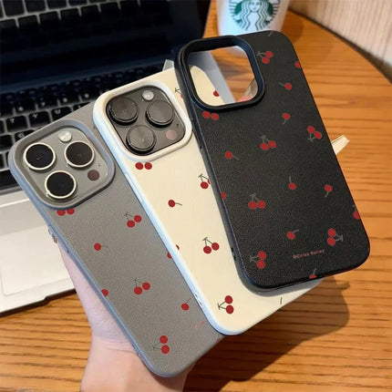 Cute Cartoon Cherry Lichee Pattern Silicone Phone Case For IPhone 16 15 14 13 12 11 Pro Max XS Max XR 14 15 16 Plus Cover Case
