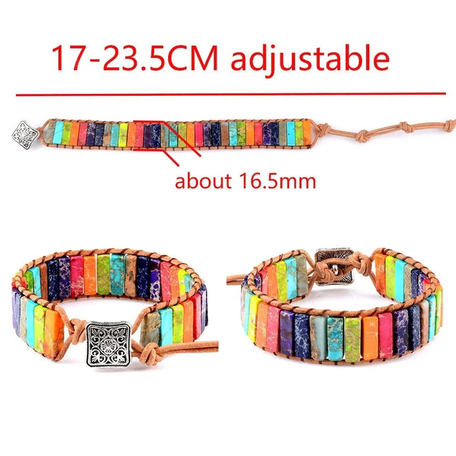 Bohemian 7 Chakra Stone Bracelet For Women Colorful Emperor Stone Braided Rope Woven Wrist Bangle Men Fashion Jewelry Gift