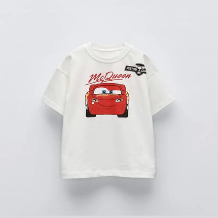 Cartoon Car Boys T-shirt Summer Clothing New Style Cartoon Short Sleeve Tops Tees Kids Trendy Design Casual T Shirts Children's