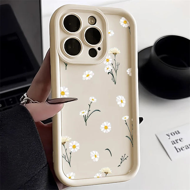 Flower Silicone Phone Case For iPhone 16 Case iPhone 15 Pro Max 14 12 11 13 XS XR X 7 8 Plus SE 2022 Shockproof Candy Soft Cover