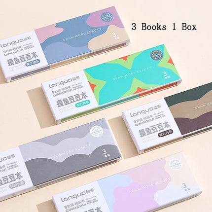 3Pcs Mini Drawing Book Square Watercolor Sketchbook Thick Paper 3 Book Painting Paper Work Relaxation Art Supplies