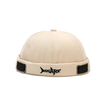 Bocca Embroidery Docker Cap Without Visor Shark Letter Brimless Caps Beanies Dome Adjustable Skullcap Solid Color Fashion Hat