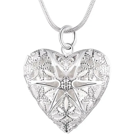 Hot 925 Sterling Silver Photo Frame Pendant Necklace 18/20/22/24 Inch Snake Chain For Woman Charm Wedding Fashion Jewelry