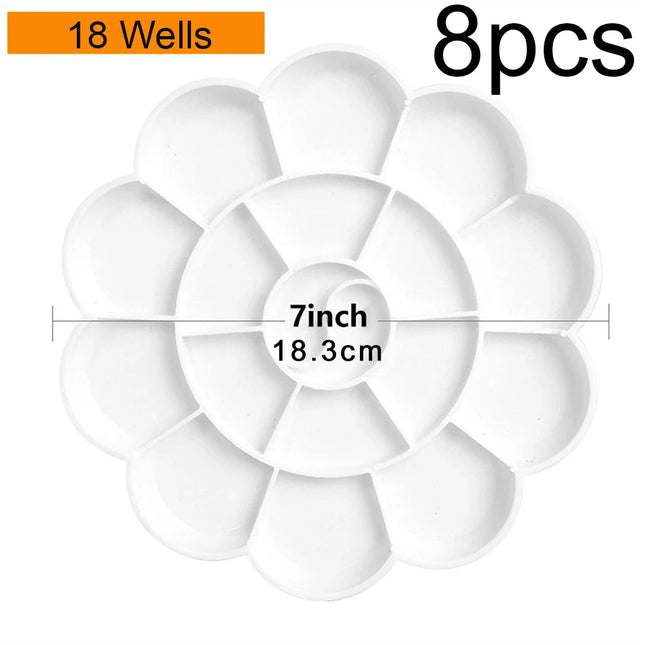 8pcs White Plastic Paint Tray Palettes, Watercolor Palette Painting Tray For Painting Party, DIY Craft And Art Painting