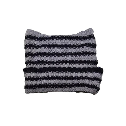 New Japanese Streetwear Harajuku Beanie Little Devil Striped Knitted Hat Women Girls Autumn Winter Cute Cat Ears Cap