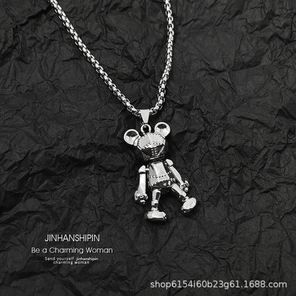 Four limbs movable little bear necklace men's trendy hip-hop punk couple long internet red sweater chain versatile accessory