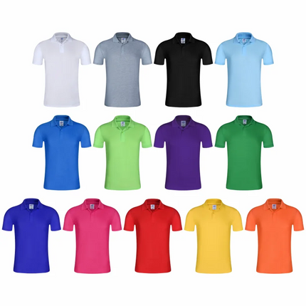 Men's Summer Solid Color Lapel Short-sleeved Casual Daily Outdoor Polo Shirt Fashion Button Top 13 colors