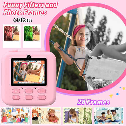 AMORUS Kids Camera Instant 1080P HD Dual Lens Selfie Digital Camera for Girls Boys Christmas Birthday Gifts Toys With 32G Print