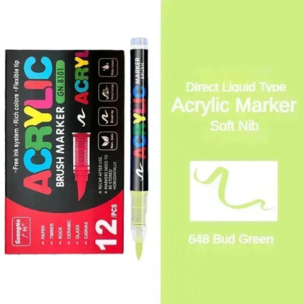 12/24/36/48/72/120 PCS GuangNa Acrylic Color Soft Head Markers Painted Graffiti Christmas Gfit Marker Set Festival Art Supply