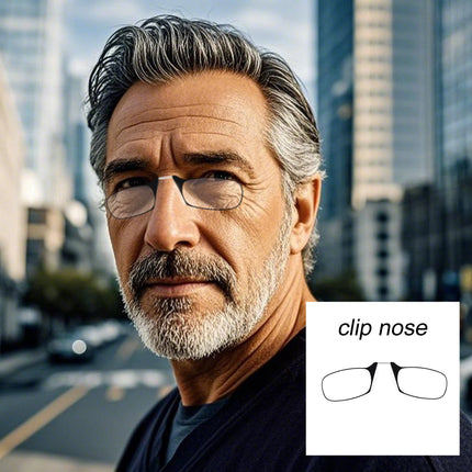 Nose Clip Reading Glasses Man High Quality Men Portable Foam Nose Glasses  for Seniors Transparent Eyeglasses with Case