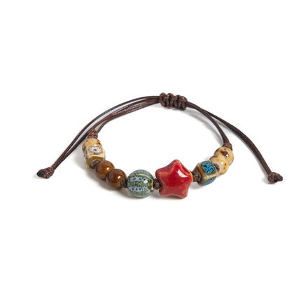 Handmade White Star Claw Ceramic Bracelet Adjustable Boho Ethnic Jewelry Unique Gift S02-027