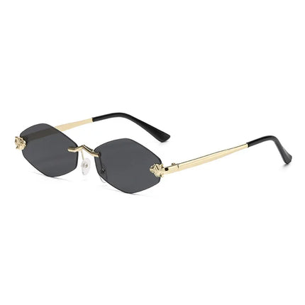 2025 New Fashion Sunglasses Women Retro Brand Design Metal Small Diamond Frame Vintage Rhombus Rimless Shades Men Glasses