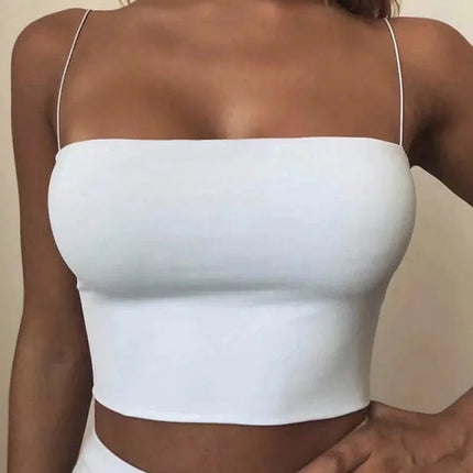 2022 Summer Women's Crop Top Sexy Elastic Cotton Camis sleeveless Short Tank Top Bar