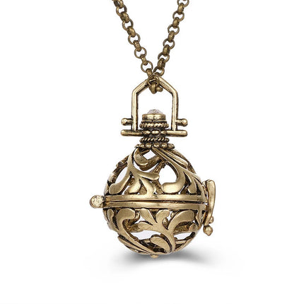 New Charm Mexico Chime Hollow Angel Wings Vintage Necklace Jewelry Music Ball Aroma Pendant For Women Summer Fashion Accessories
